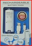  Wii リモコン専用充電バッテリーブルーLED　大容量３８００mAh USBコード付