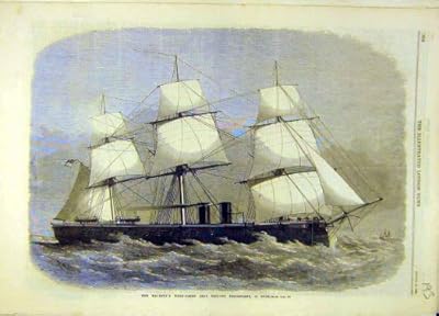  1869 は鉄のフリゲート艦の不定な攻撃の印刷物を木包装しました