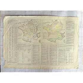 ANTIQUE MAP c1870 FRANCE HISTORY CARTE KINGS PRINT