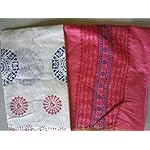 Pink and blue Dress Material With Dupatta