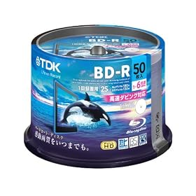 TDK �^��p�u���[���C�f�B�X�N �n�[�h�R�[�g�d�l BD-R 25GB 1-6�{�� �z���C�g���C�h�v�����^�u�� 50���X�s���h�� BRV25PWC50PA