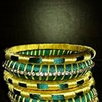 Green and gold silk thread Fashion Bangle Set of 6
