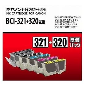 OHM �L���m�� BCI-321+320�Ή� �݊��C���N�J�[�g���b�W 5�p�b�N INK-C321+320-5P