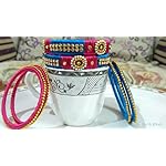 Multi Coloured (Blue & Pnk) Fashion Bangle Set of 6