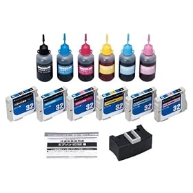 COLOR CREATION EPSON IC6CL32 �݊��C���N�J�[�g���b�W+��[�C���N�Z�b�g 6�F�p�b�N(�u���b�N�A�V�A���A�}�[���^�A�C�G���[�A���C�g�V�A���A���C�g�}�[���^) NRE-IC32-6PS