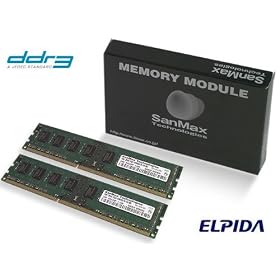 SanMax �f�X�N�g�b�v�p������ ELPIDA DRAM���� DDR3-1333 (PC3-10600) CL9 8GB(4GB x 2��)�Z�b�g 1.5volt JEDEC���� SMD-8G68NP-13H-D