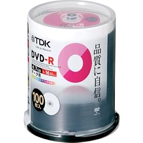 TDK �f�[�^�p DVD-R 1-16�{���Ή� �z���C�g�v�����^�u��(���a38mm) 100�� �X�s���h�� DR47PC100PU