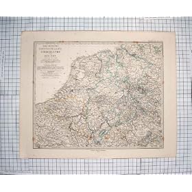 ANTIQUE MAP 1875 FRANKFURT DEUTSCHLAND ANTWERPEN BREMEN