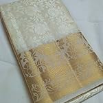 Off-white Embossed Floral Tassar Silk Saree With blouse (AC001)
