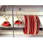 Silk Thread Bangles with Matching Jhumki Earrings (2.6