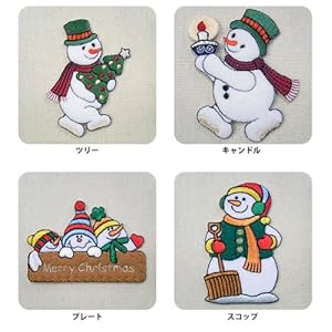 【クリックでお店のこの商品のページへ】≪刺繍アップリケ＆刺繍ワッペン：アイロン≫ix003・雪だるま2 [ プレート]