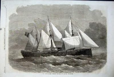  1861 鉄上塗を施してあるフランスのフリゲート艦の La の Gloire の帆船