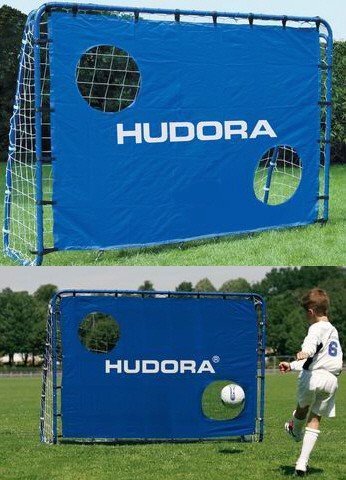  Hudora - 76127 - But de football - 213x152cm - avec mur de tir au but - cadre tubulaire 25mm