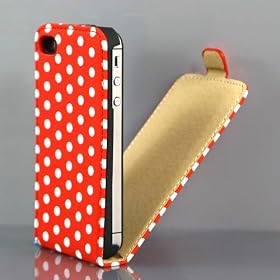 �y�S7�F�ziPhone4S / 4�P�[�X�@�A�C�t�H��4 / 4S�pPU���U�[�P�[�X�J�o�[�@��l�C�̃h�b�g���@���ʁ@�h�b�g���b�h�@PU Leather Case for iPhone 4S / 4 �t���ی�t�B�����@USB�[�d�P�[�u���t�@(1863-2)