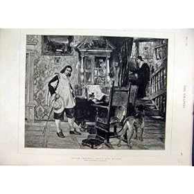1885 Oliver Cromwell John Milton Dog Antique Fine Art