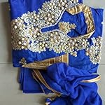 Blue, pearl Work Cotton Dress Material