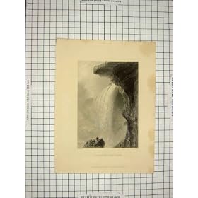 ANTIQUE PRINT 1837 VIEW BELOW TABLE ROCK WATERFALL