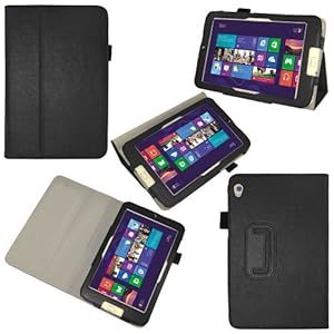 【Homu Homu】Acer Iconia W3-810専用【全10色】PUレザーケース PUレザーカバー レザーケースレザーカバースタンド機能付 ペンホルダー付 エイサー Windows 8 (ブラック)(35-1)