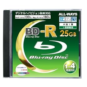 ALL-WAYS Blu-ray25GB���^��p ���C�h�z���C�g�v�����^�u�� 1-4�{���X�����P�[�X1������ ABR25-4X1P