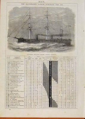  ロンドン Almanack 5 月 1869 日の鉄の覆われた木のフリゲート艦