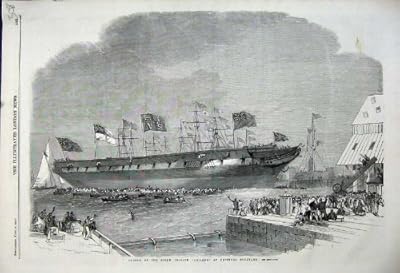 1859 の進水ねじフリゲート艦の船の Ariadne Deptford のドック