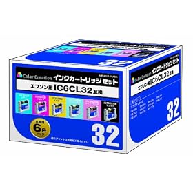 �J���[�N���G�[�V���� EPSON IC6CL32�݊� 6�p�b�N(�u���b�N�E�C�G���[�E�}�[���^�E�V�A���E���C�g�}�[���^�E���C�g�V�A��) NIE-IC32-6PACK