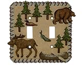  Moose and Bear Mountain Retreat Double Switchplate Cover