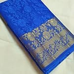 Blue Embossed Floral Tassar Silk Saree With blouse (AC001)