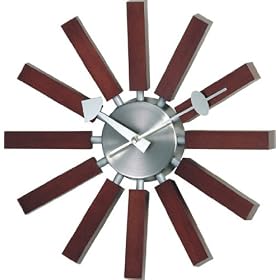 George Nelson �C���X�p�C�A�E�N���b�N �E�H���i�b�g Inspaired Wooden Spoke Clock Walnut