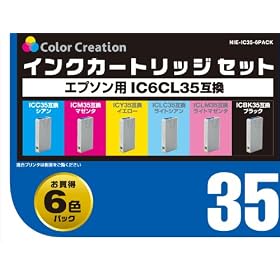�J���[�N���G�[�V���� EPSON IC6CL35�݊� 6�p�b�N(�u���b�N�E�C�G���[�E�}�[���^�E�V�A���E���C�g�}�[���^�E���C�g�V�A��) NIE-IC35-6PACK