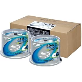 TDK �^��p�u���[���C�f�B�X�N  BD-R 25GB 1-4�{�� �z���C�g���C�h�v�����^�u�� �y�t���X�g���[�V�����t���[�p�b�P�[�W(FFP�j�z 100������i50���X�s���h��X2�j BRV25PWB100PK-AM