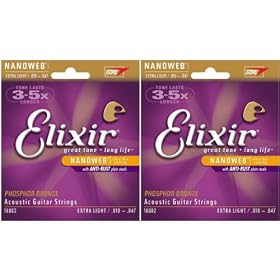 Elixir Nanoweb AR �t�H�X�t�@�[�u�����Y�� Extra Light�~2�Z�b�g #16002 �A�R�[�X�e�B�b�N�M�^�[��