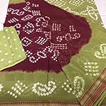 Bimmi's Brown colour Pure cotton bandhani sarees with blouse piece