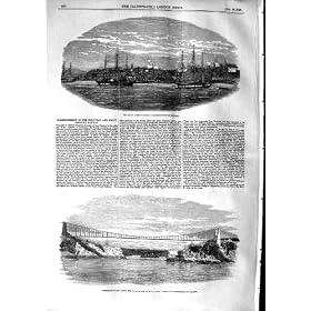 1853 View City John'S Suspension Bridge River Waterfall