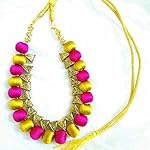 Pink n gold yellow Fashion Bail Necklace