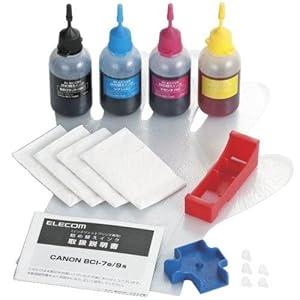 【クリックでお店のこの商品のページへ】ELECOM キヤノン用 詰め替えインク(4色セット 各4回分) THC-7BCSET4N