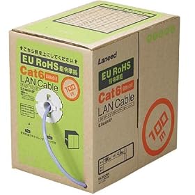 �G���R�� EU RoHS�w�ߏ��� CAT6�Ή� LAN�P�[�u�� 100m/���[����(�u���[) LD-CT6/BU100/RS