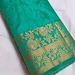 Green Embossed Floral Tassar Silk Saree With blouse (AC001)