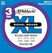 D'Addario �_�_���I �G���L�M�^�[�� EXL-115-3D 3�Z�b�g�p�b�N Blues/JazzRock .011-.049