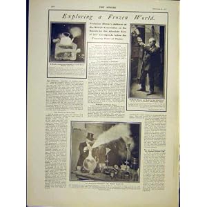 【クリックで詳細表示】凍結する Dewar Water 教授の絶対零度の印刷物 1902 年
