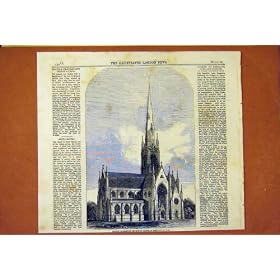 Italy Nice British Protestant Church Old Print 1859