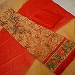 Brown cambric Cotton Dress Material With Dupatta