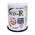 ALL-WAYS DVD-R 4.7GB 1-16�{���Ή� CPRM�Ή�100�� �f�W�^�������^��Ή��E�X�s���h���P�[�X����E�C���N�W�F�b�g�v�����^�ł̃��C�h����\ ACPR16X100PW
