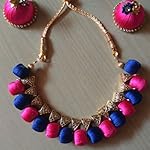Blue And Pink Silk thread Traditional Jewellery Set