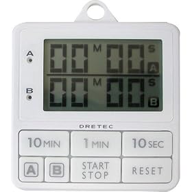 DRETEC ��̎��Ԃ�ݒ�\ 2�A���^�C�}�[ �_�u���^�C�}�[ �z���C�g T-177WT