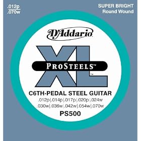 D'Addario �_�_���I �G���L�M�^�[�� PS500 C-6th Pedal Steel Tuning [.012-.070] XL ProSteel Round Wound