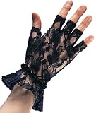  Black Lace Fingerless Costume Gloves