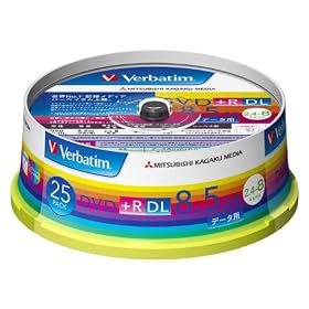 �O�H���w���f�B�A Verbatim DVD+R DL 8.5GB 1��L�^�p 2.4-8�{�� �X�s���h���P�[�X 25���p�b�N ���C�h����Ή� �z���C�g���[�x�� DTR85HP25V1