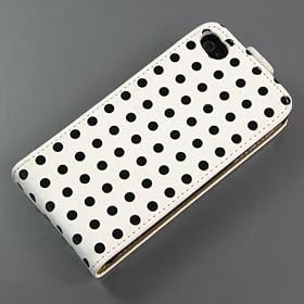 �y�S7�F�ziPhone4S / 4�P�[�X�@�A�C�t�H��4 / 4S�pPU���U�[�P�[�X�J�o�[�@��l�C�̃h�b�g���@���ʁ@�h�b�g�z���C�g�@PU Leather Case for iPhone 4S / 4 �t���ی�t�B�����@USB�[�d�P�[�u���t�@(1863-1)