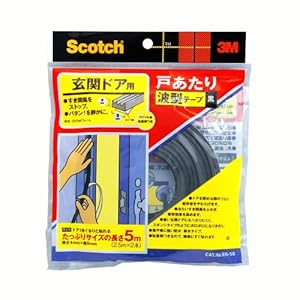 【クリックで詳細表示】住友スリーエム(3M) スコッチ(R) 玄関ドア用戸あたり波型テープ 9mm×5m 黒 EN-58